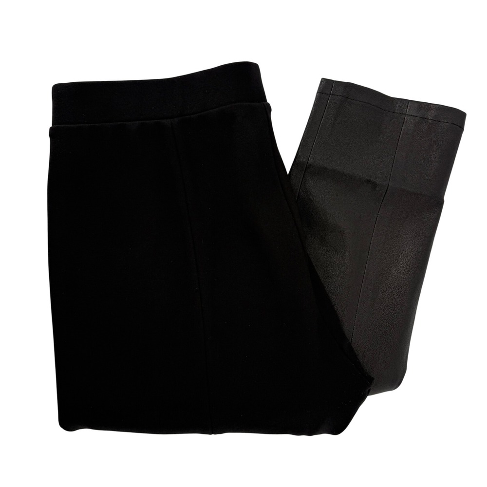 Vince Lamb Leather Mixed Media Leggings Women's Size Medium Black Contrast‎